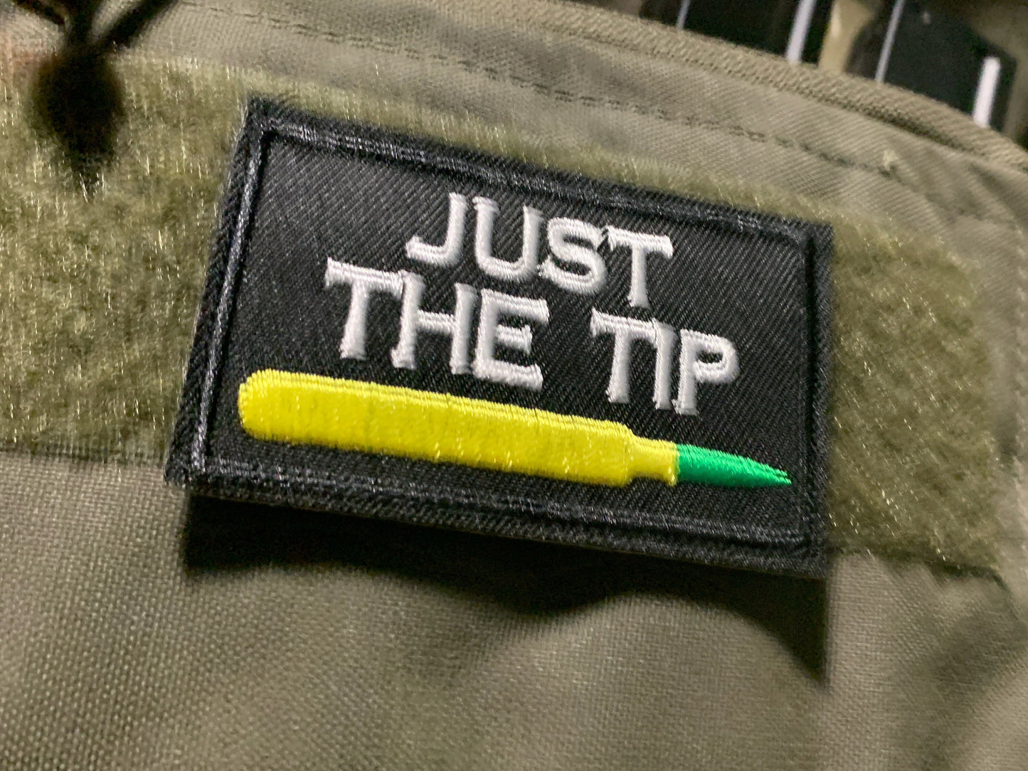 Just The Tip Green Tip Airsoft Meme Patch